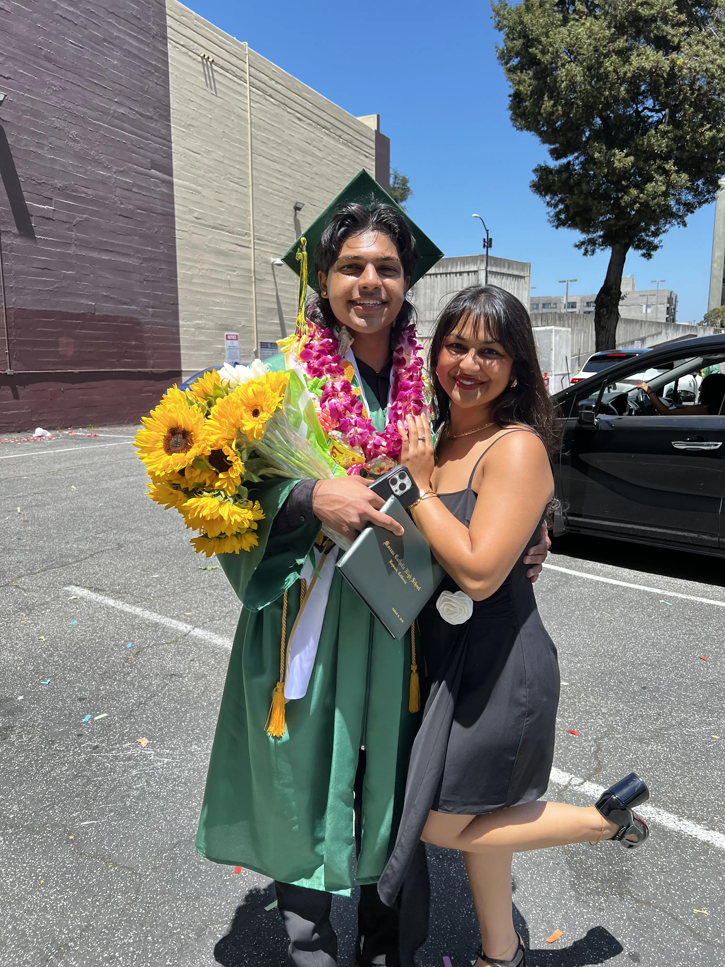 Gauri Jain with her brother Paras Jain at his graduation celebration