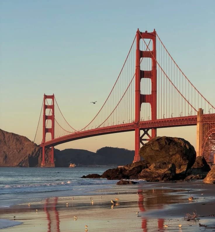 The Golden Gate Bridge from the San Francisco shore