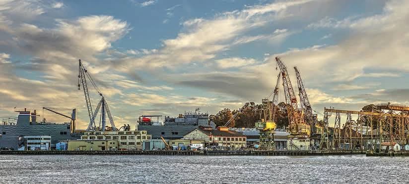 The Mare Island Naval Shipyard waterfront at Vallejo