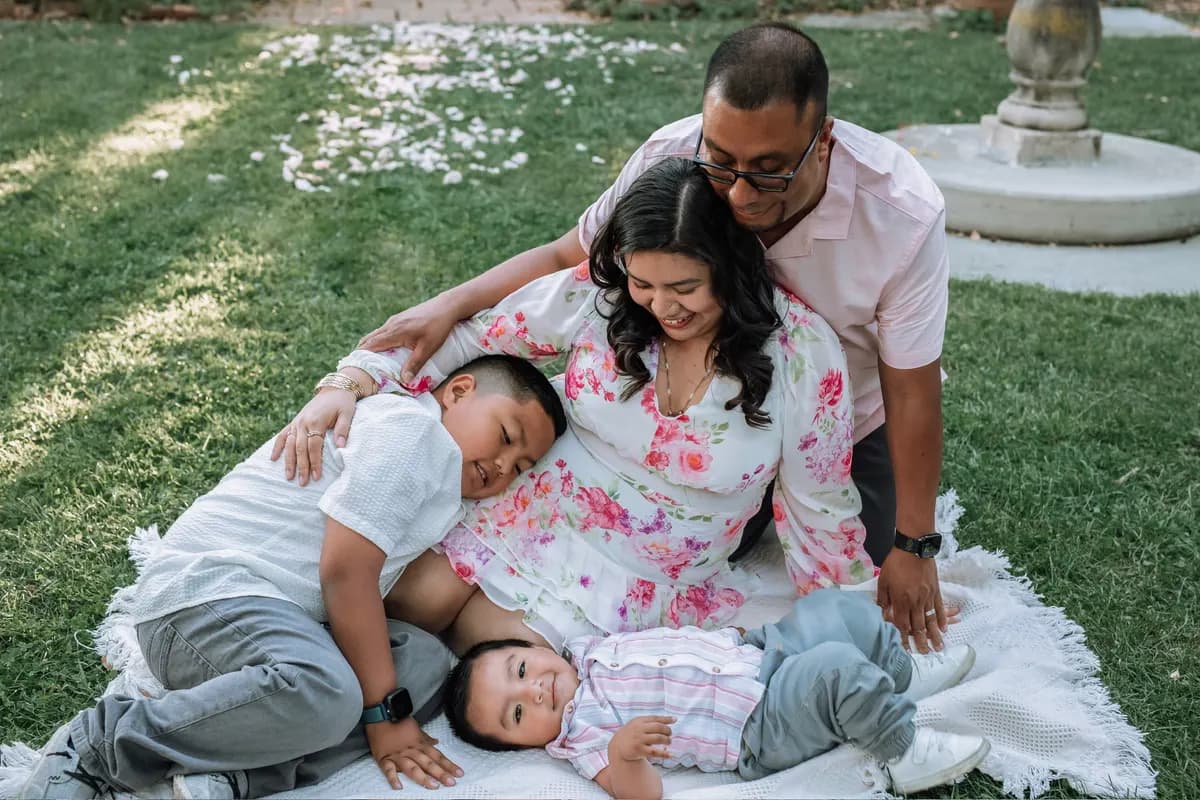Iris Minchaca outdoors with her family
