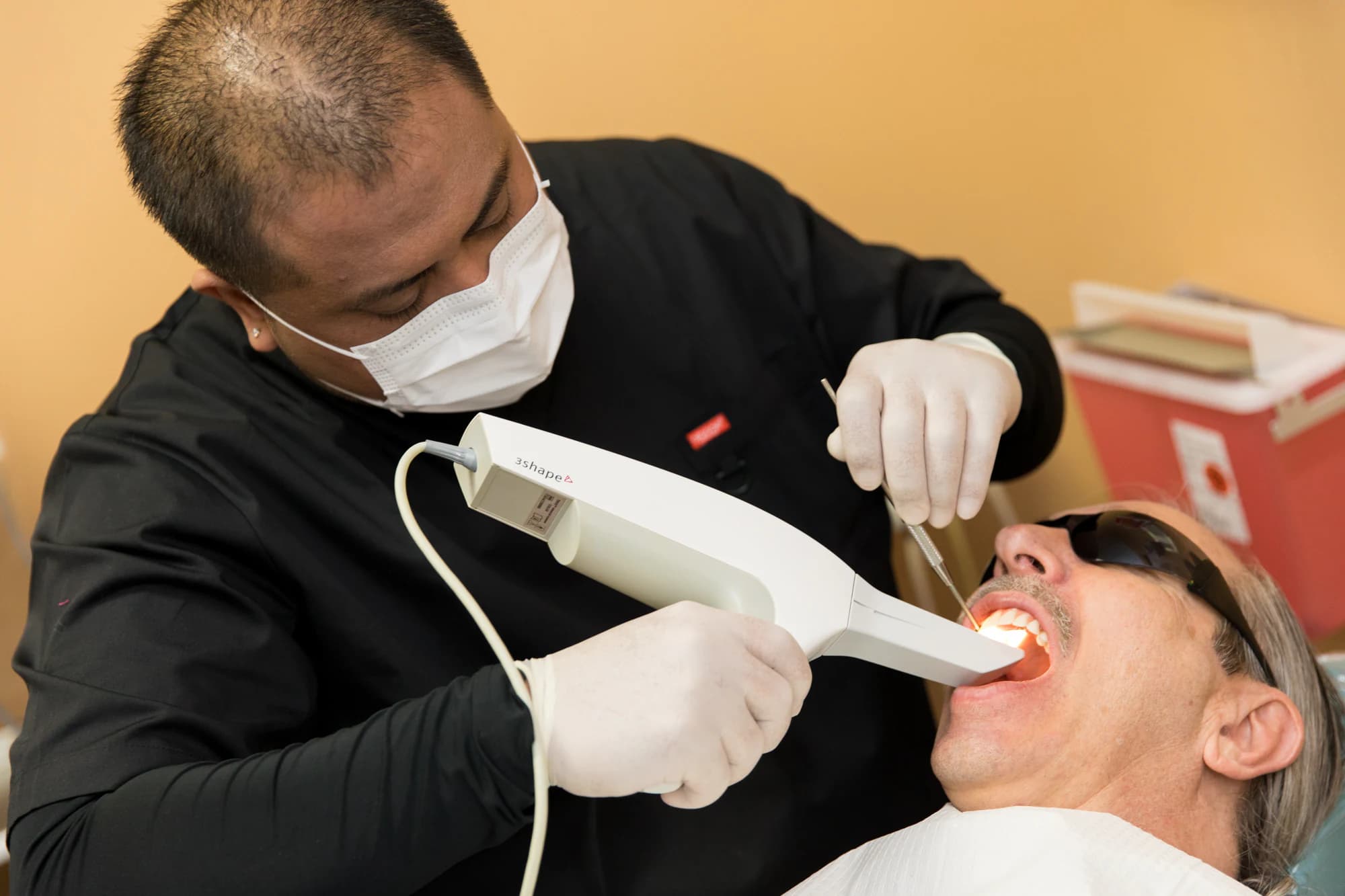 A digital intraoral scan being taken