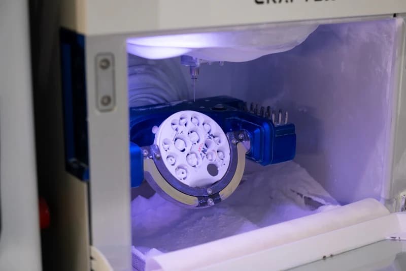 The prosthetic milling machine in the on-site lab